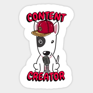 Cute bull terrier dog is a content creator Sticker